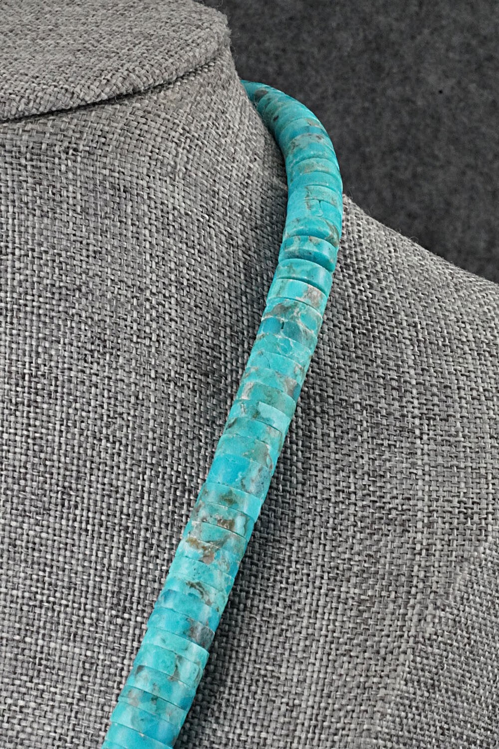 Turquoise & Sterling Silver Necklace 20" - Lupe Lovato