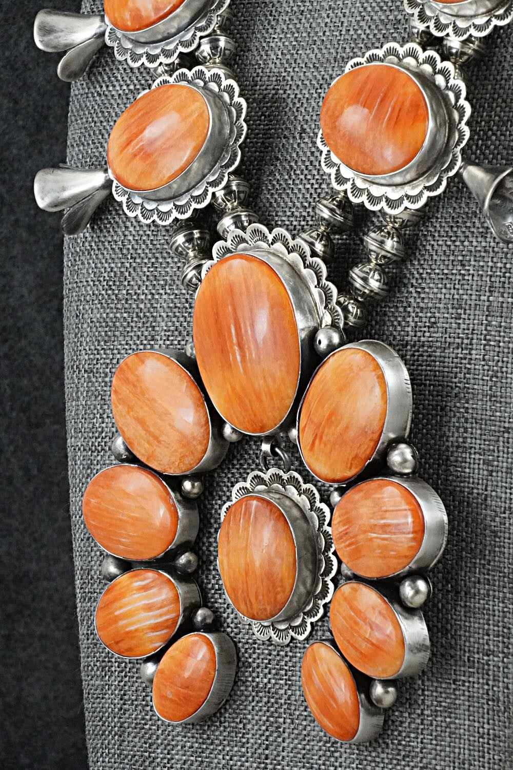 Spiny Oyster & Sterling Silver Squash Blossom Set - Mark Yazzie