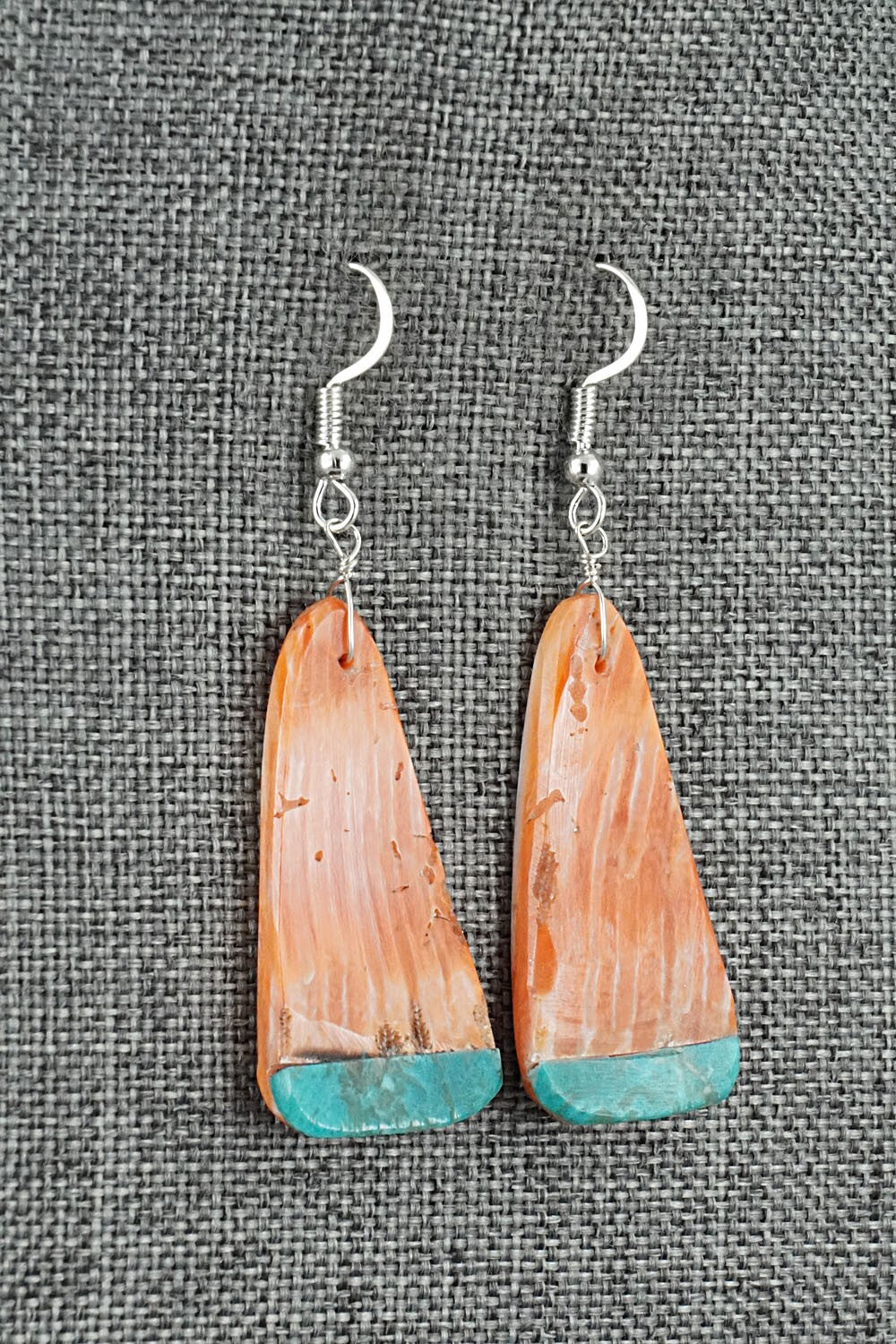 Spiny Oyster, Turquoise & Sterling Silver Earrings - Louise Pete