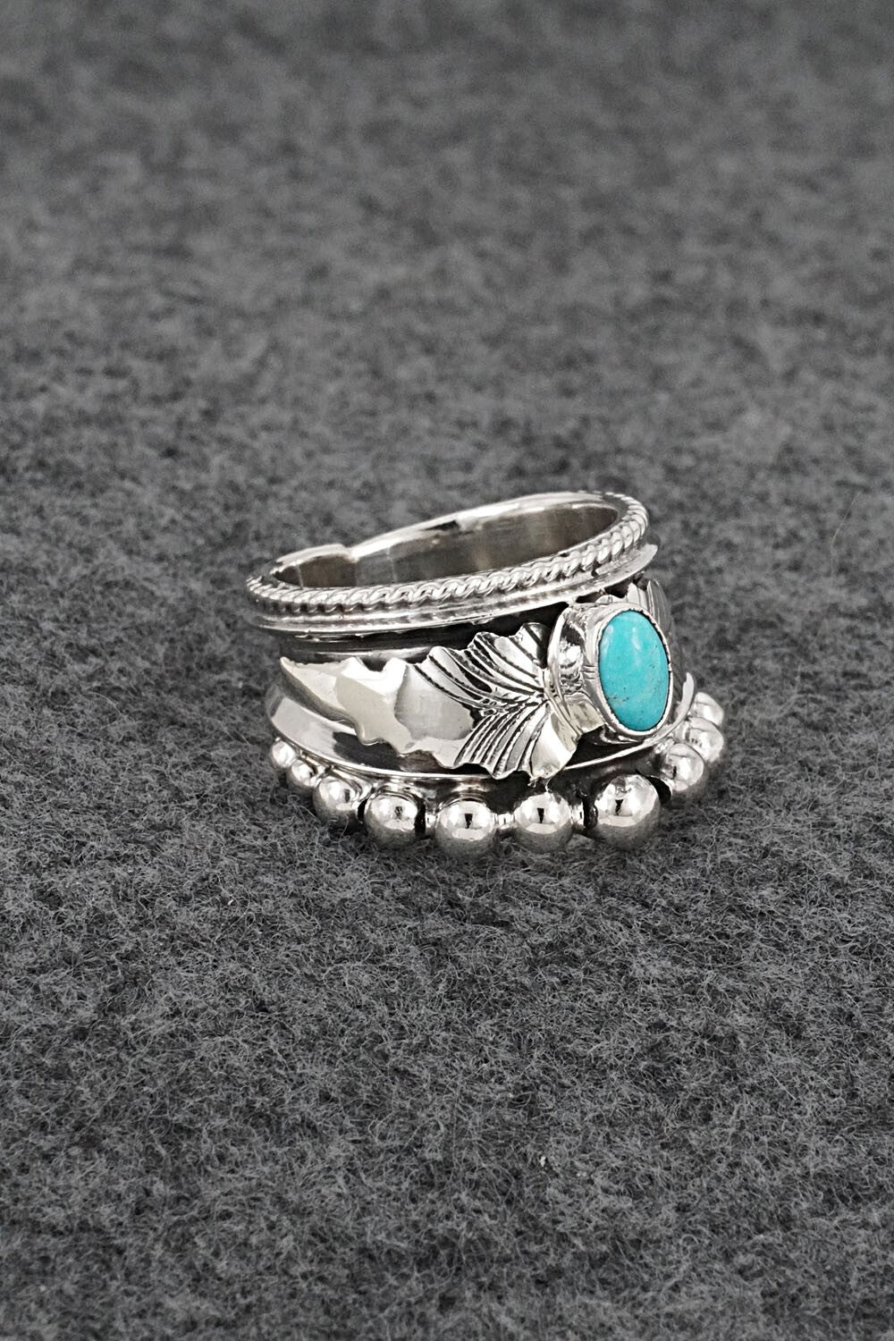 Turquoise & Sterling Silver Ring - Tom Lewis - Size 6.5