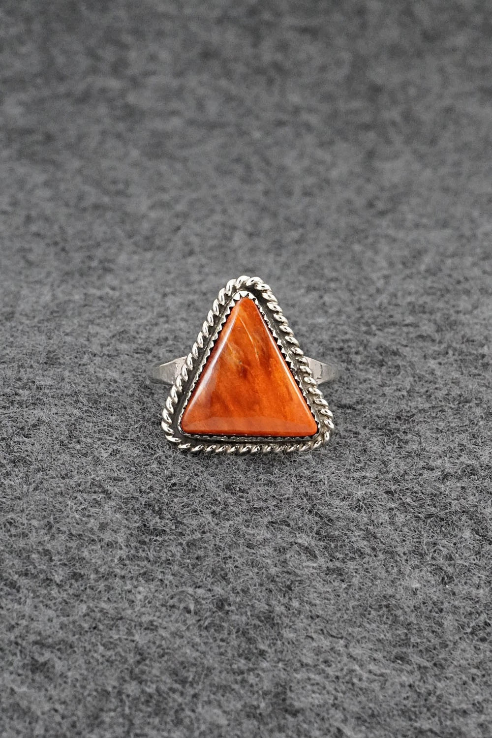 Spiny Oyster & Sterling Silver Ring - Darius Arviso - Size 8.5
