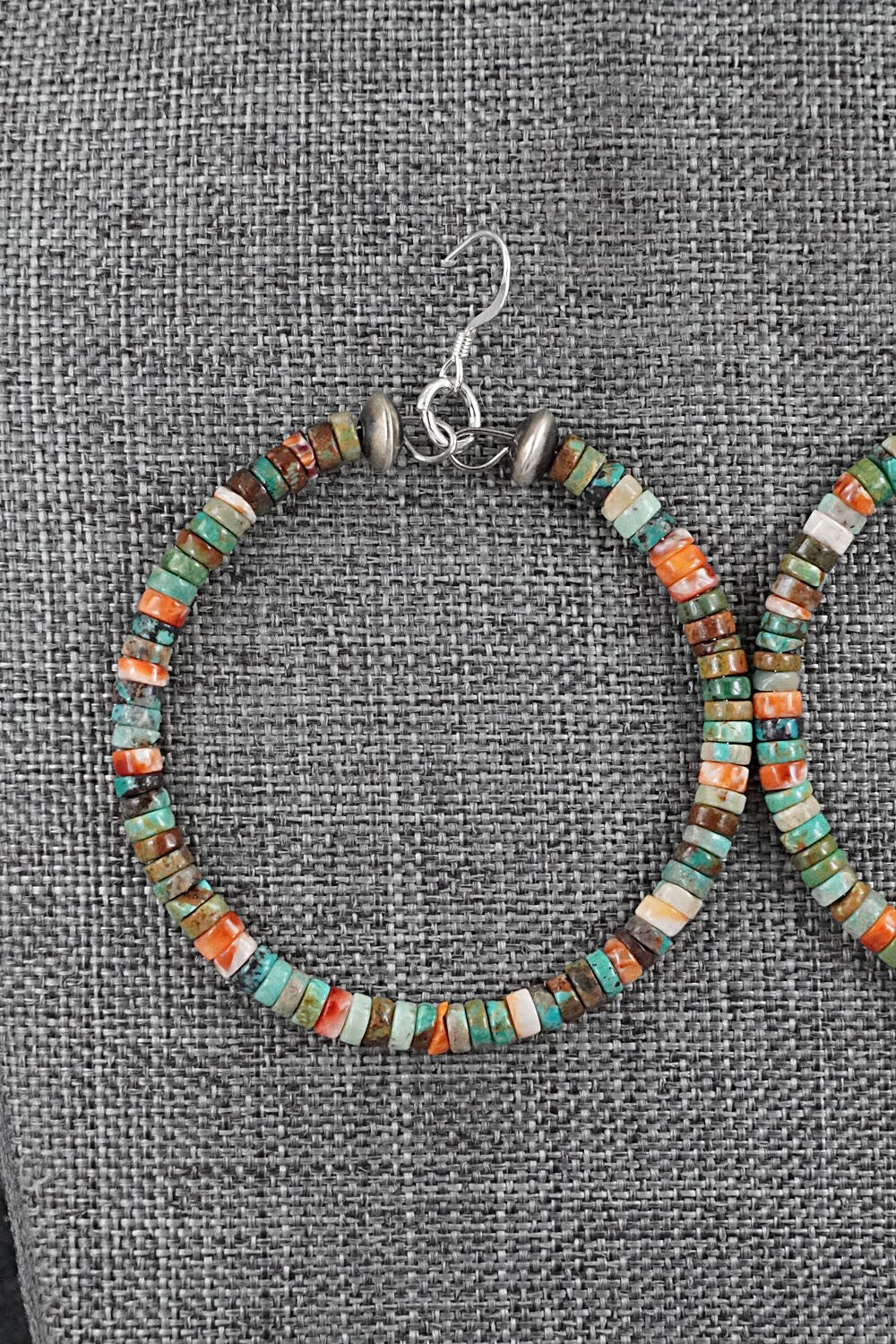 Turquoise, Spiny Oyster & Sterling Silver Earrings - Doreen Jake