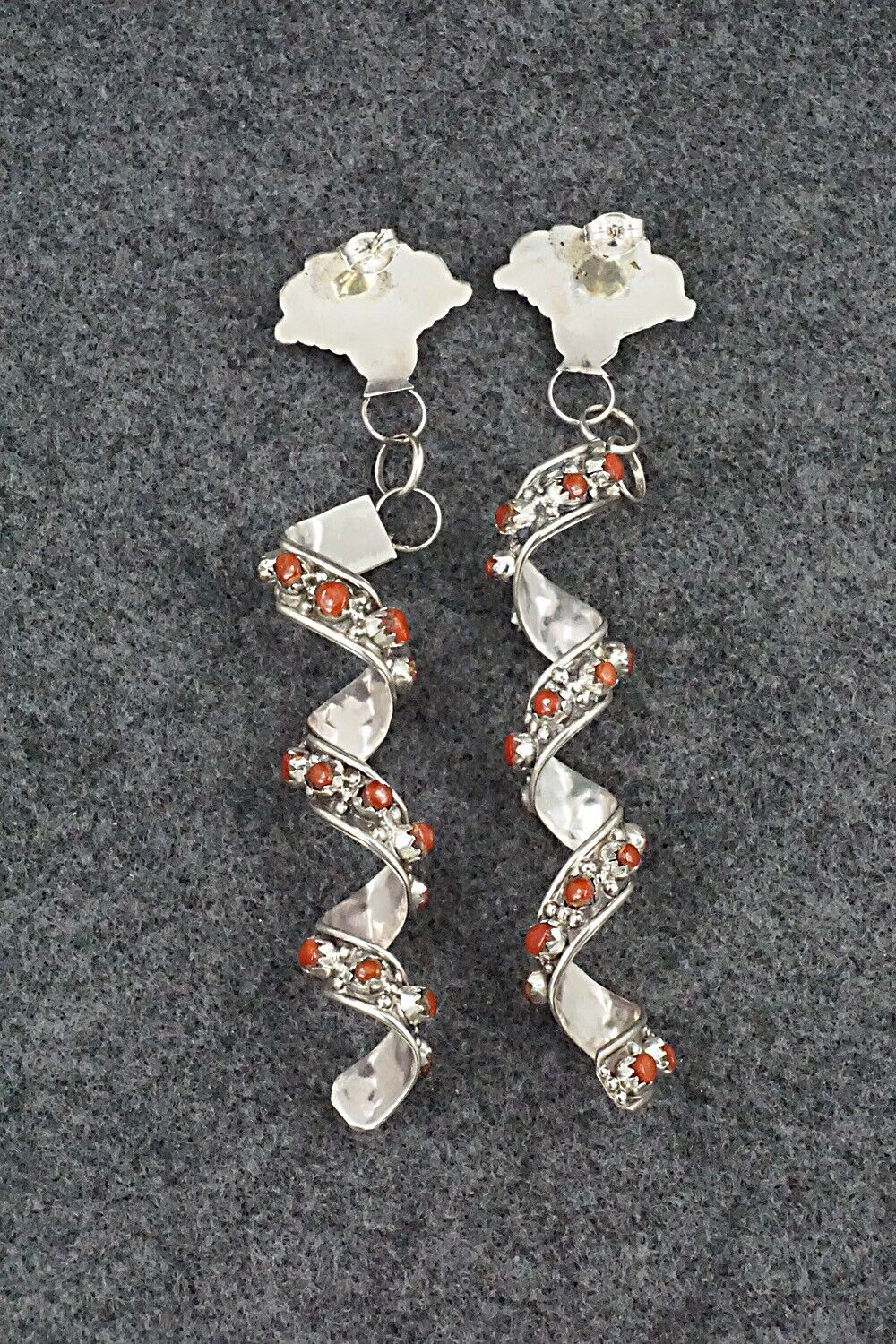 Coral & Sterling Silver Earrings - Joanne Cheama