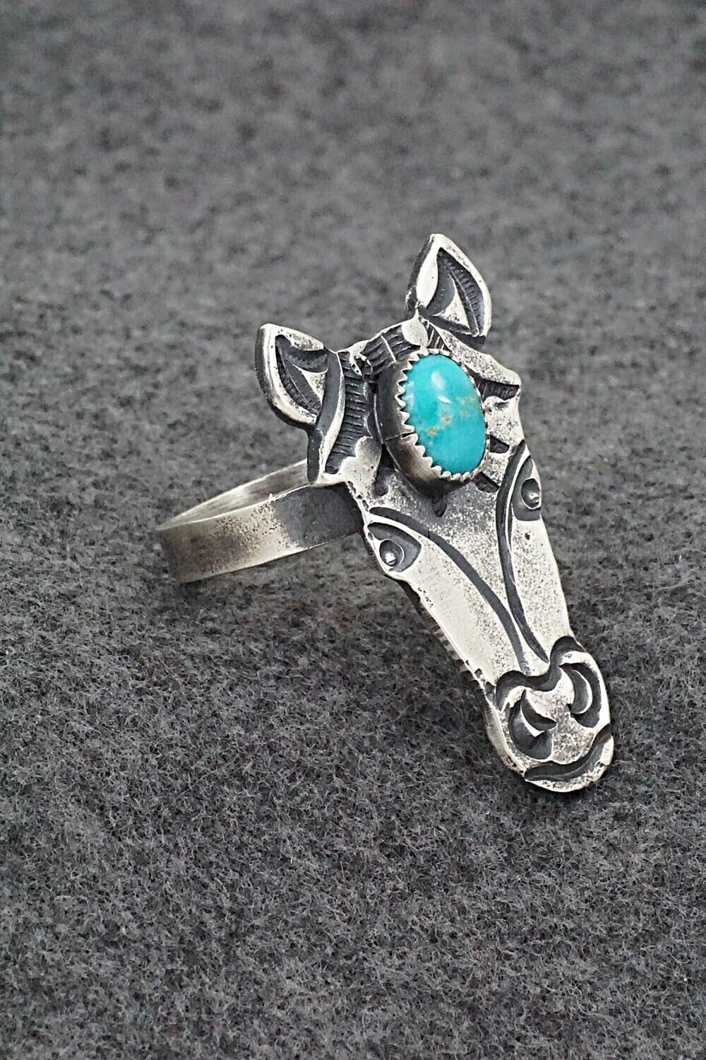 Turquoise & Sterling Silver Ring - Kindale Bilah - Size 10.5 (Adj.)