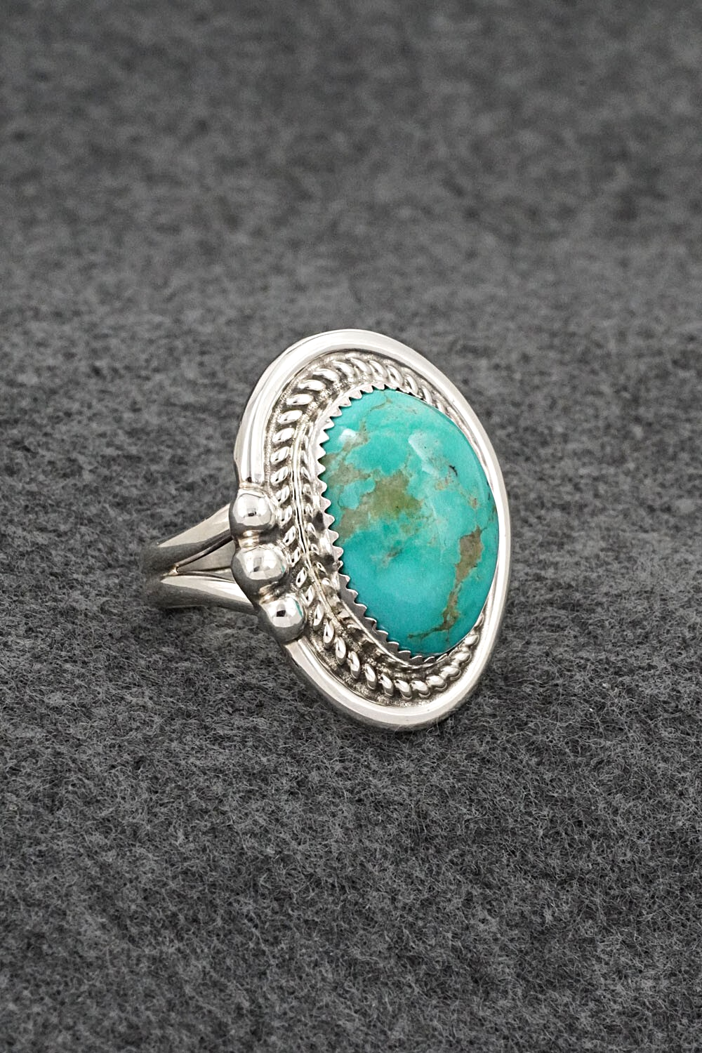 Turquoise & Sterling Silver Ring - Leslie Nez - Size 10