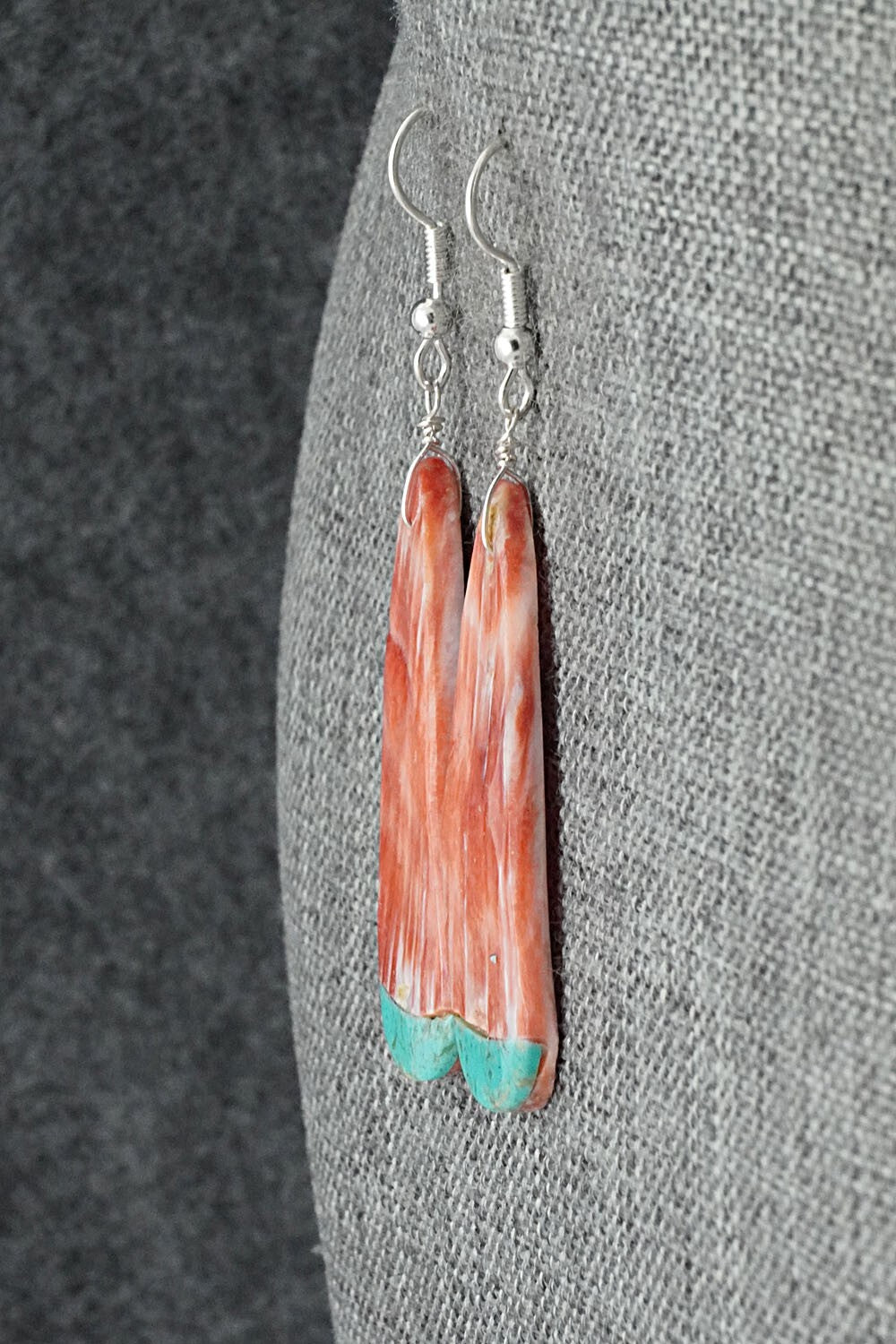 Spiny Oyster, Turquoise & Sterling Silver Earrings - Louise Pete
