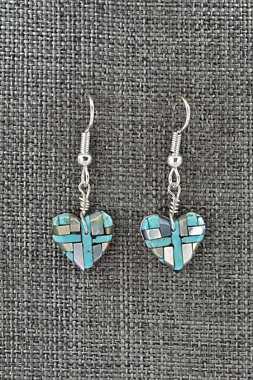 Turquoise, Mother of Pearl & Sterling Silver Earrings - Joe Reano