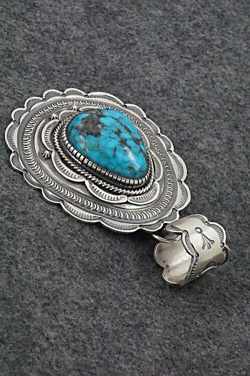 Turquoise & Sterling Silver Pendant - Hank Vandever
