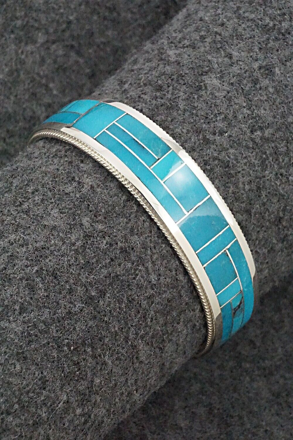 Turquoise & Sterling Silver Inlay Bracelet - Rickel Booqua