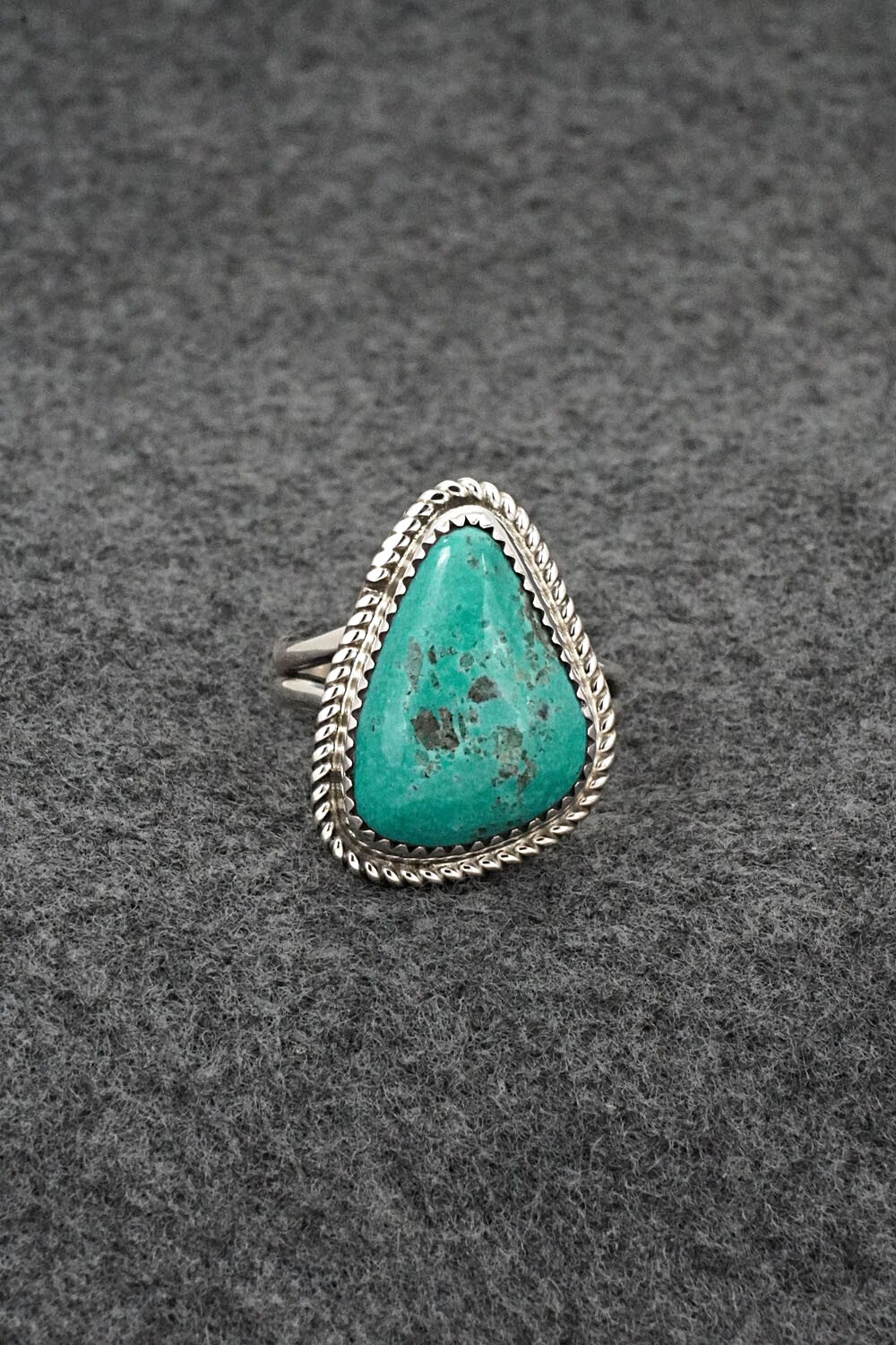 Turquoise & Sterling Silver Ring - Leslie Nez - Size 10.75