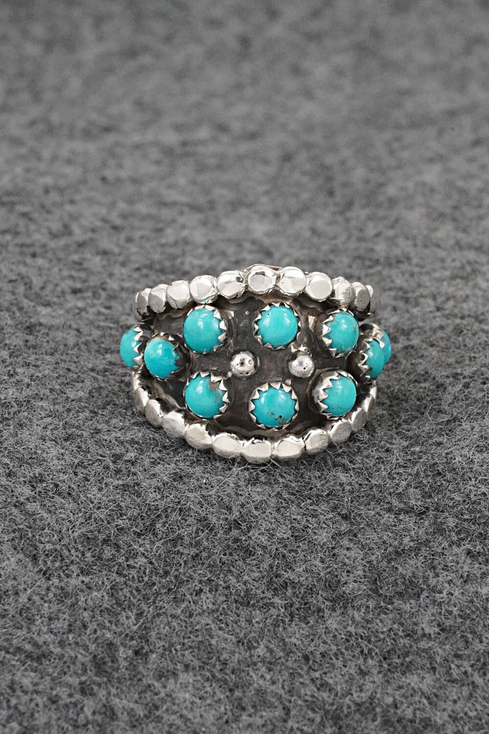Turquoise & Sterling Silver Ring - Kenny Lonjose - Size 6.75