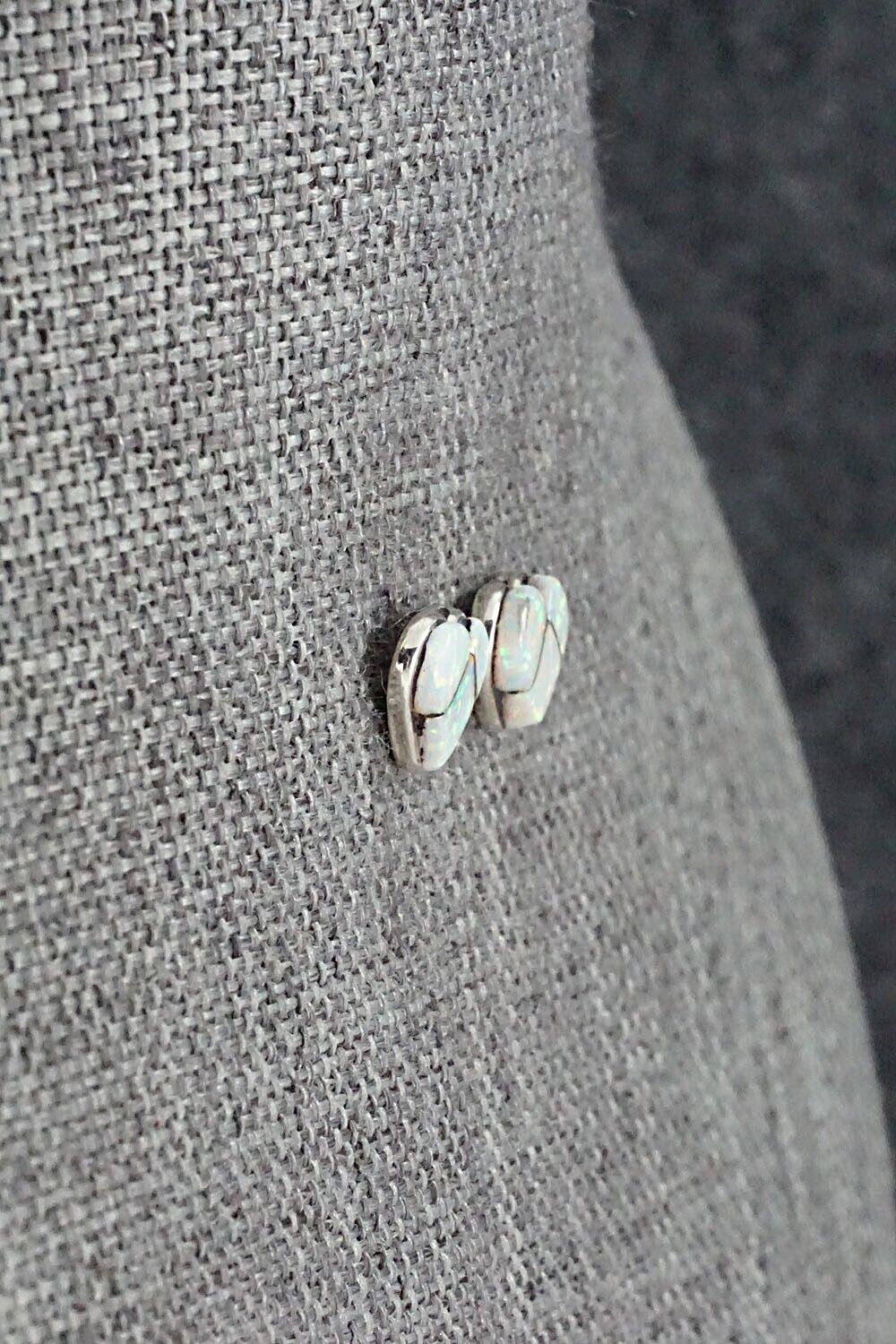 Opalite & Sterling Silver Inlay Earrings - Linda Chavez