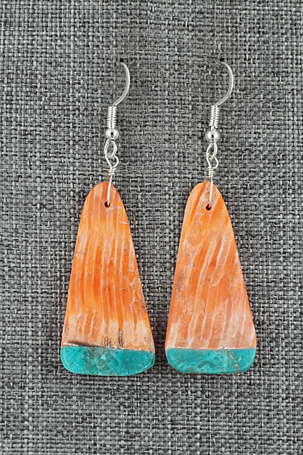 Spiny Oyster, Turquoise & Sterling Silver Earrings - Louise Pete