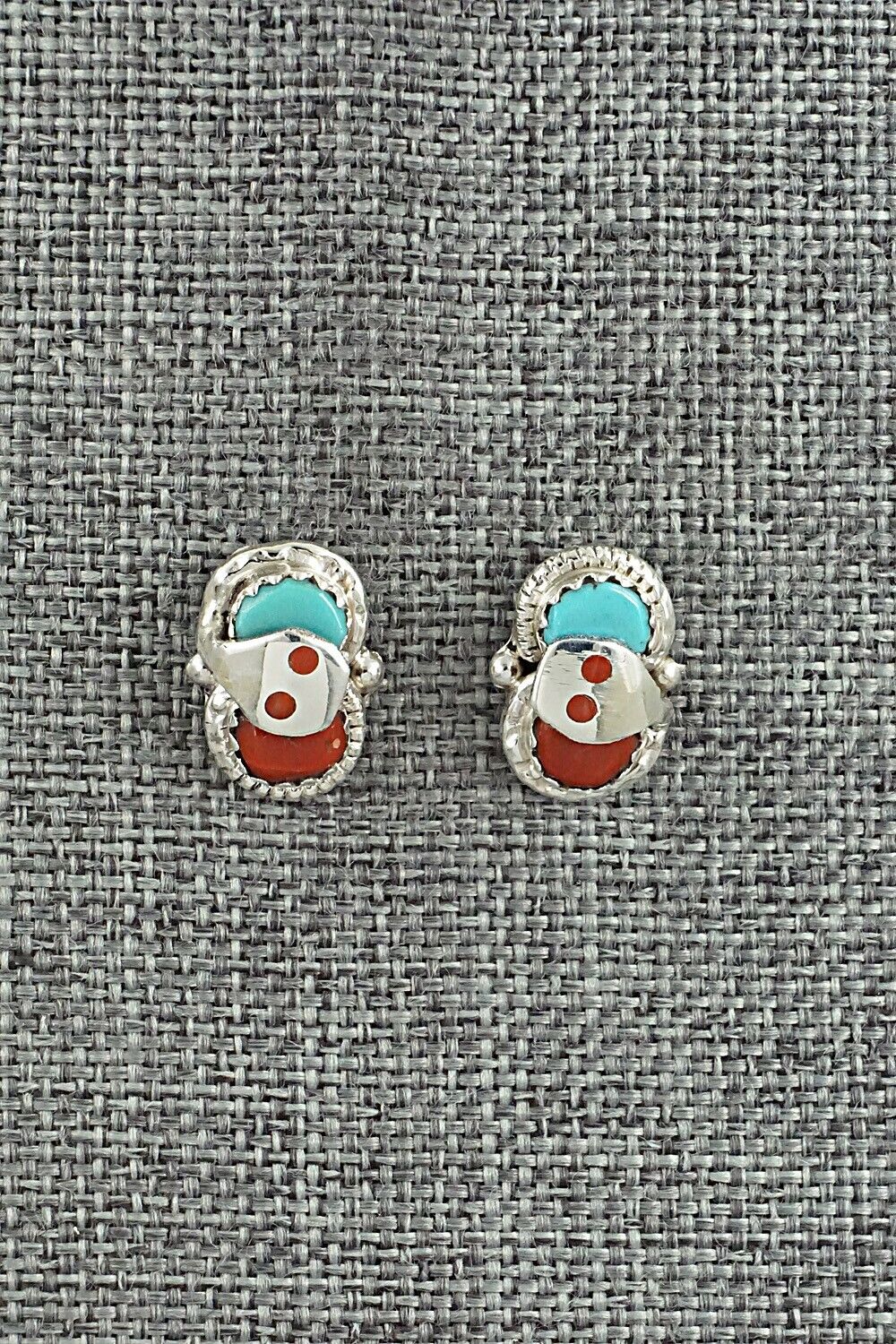 Turquoise, Coral & Sterling Silver Earrings - Joy Calavaza