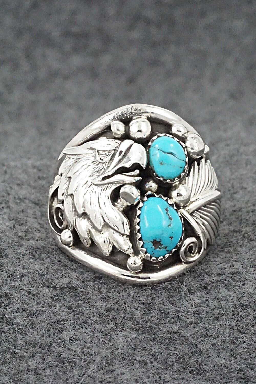 Turquoise & Sterling Silver Ring - Jeannette Saunders - Size 12.5