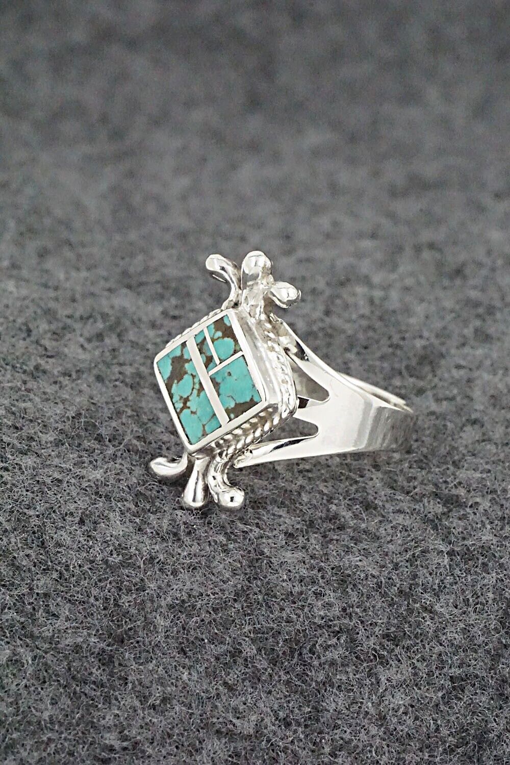 Turquoise & Sterling Silver Inlay Ring - James Manygoats - Size 8