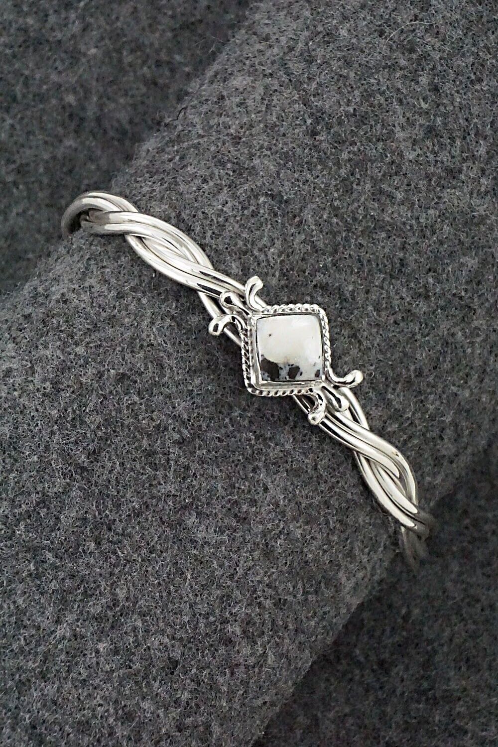White Buffalo & Sterling Silver Bracelet - Leroy Silversmith