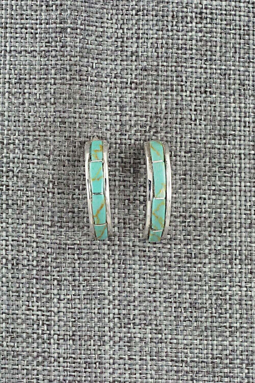 Turquoise & Sterling Silver Hoop Earrings - Alton Tom