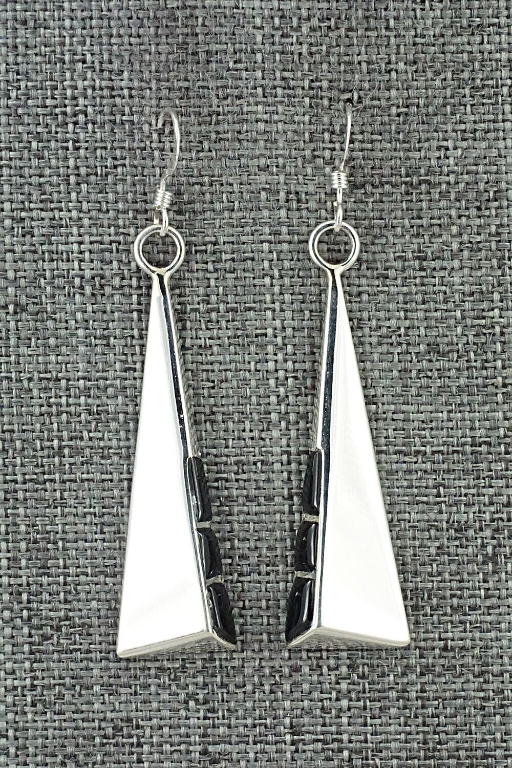 Onyx & Sterling Silver Earrings - Leonard Jim