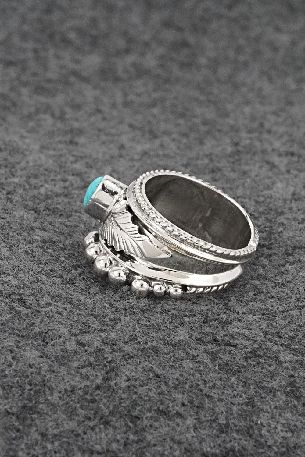 Turquoise & Sterling Silver Ring - Tom Lewis - Size 6.5