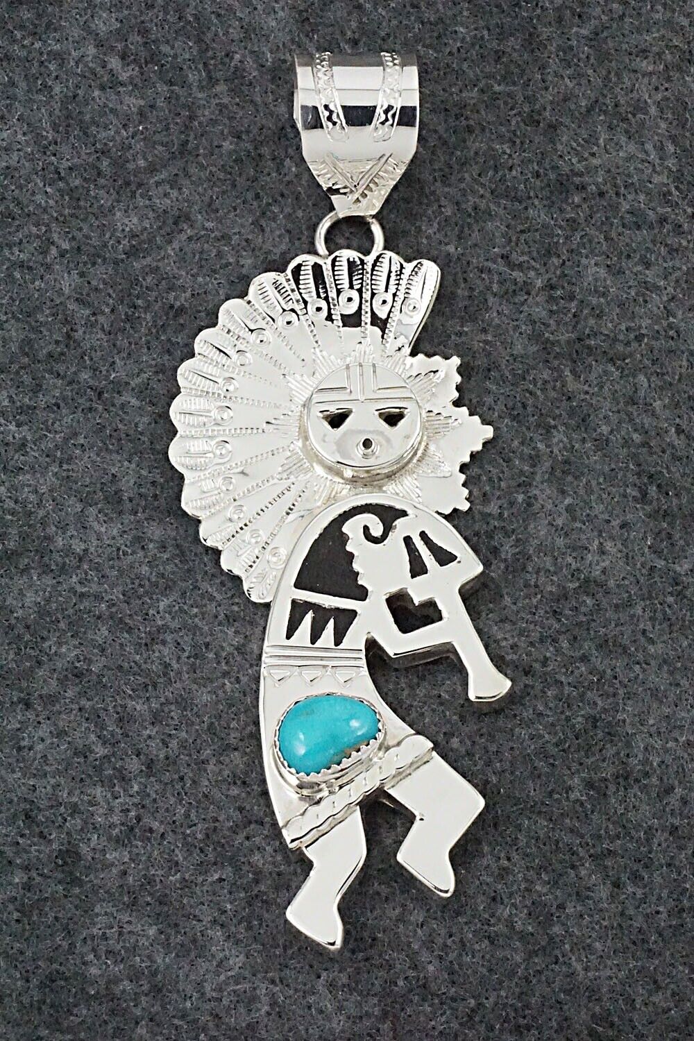 Turquoise & Sterling Silver Pendant - Alanzo Mariano