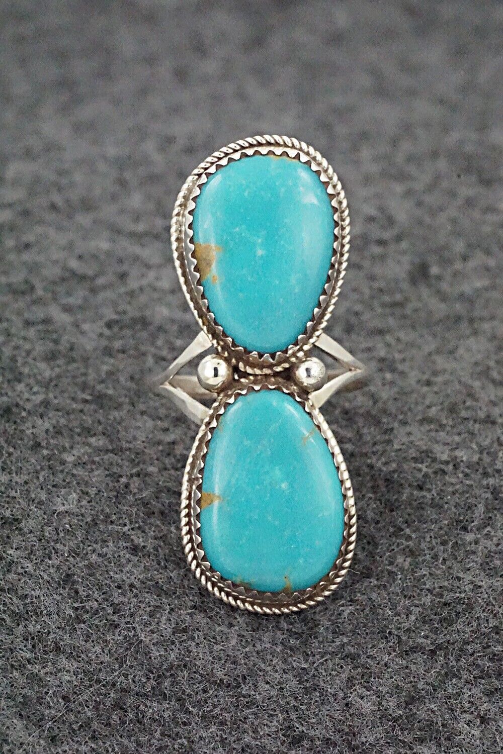 Turquoise & Sterling Silver Ring - Ernest Hawthorne - Size 7.5