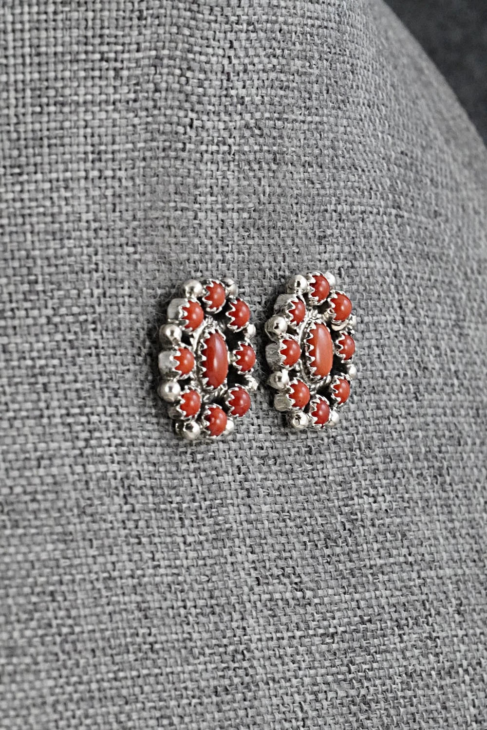 Coral & Sterling Silver Squash Blossom Set - Nathaniel Curley