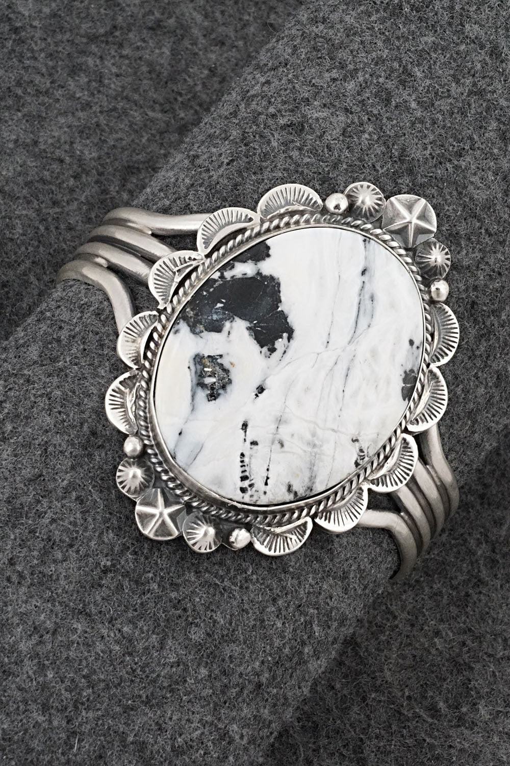 White Buffalo & Sterling Silver Bracelet - Vernon Johnson