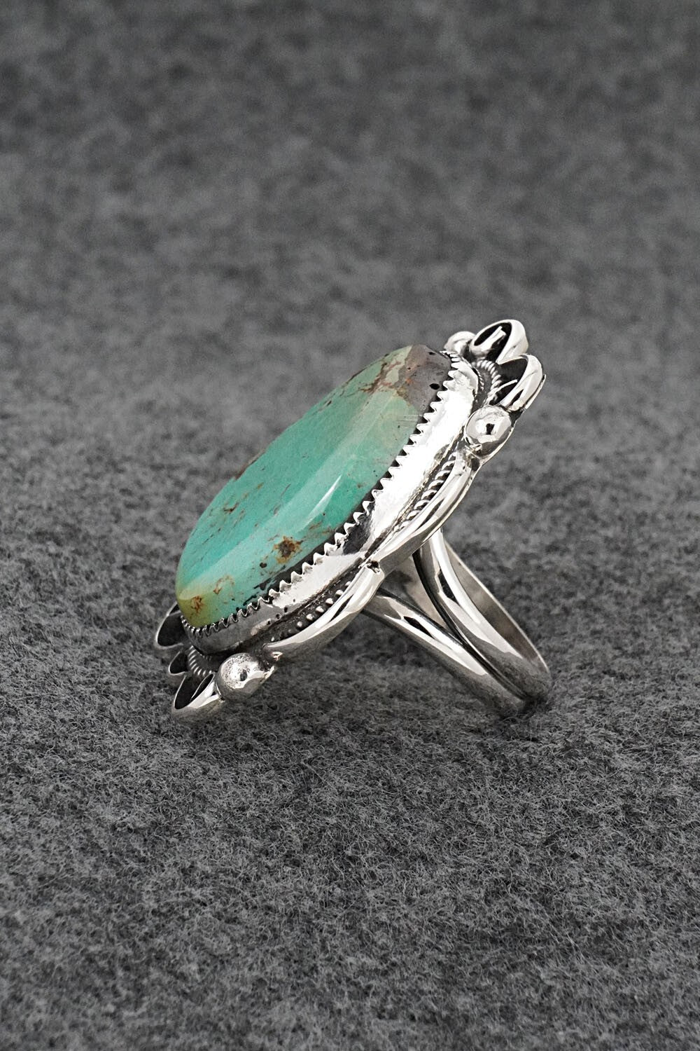 Turquoise & Sterling Silver Ring - Leslie Nez - Size 8.5