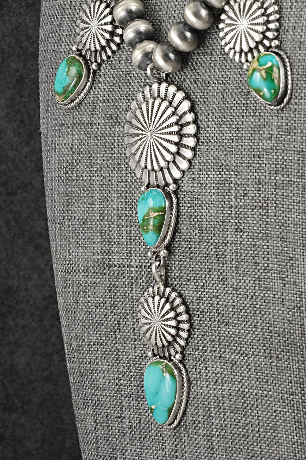 Turquoise & Sterling Silver Navajo Pearl Necklace - Adrienne Gordon