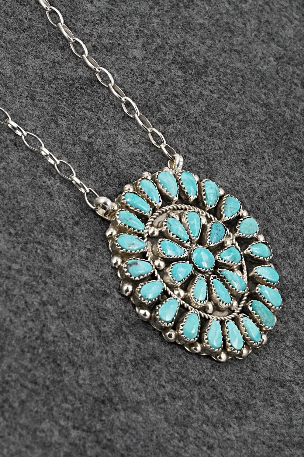 Turquoise & Sterling Silver Necklace - Eunise Wilson