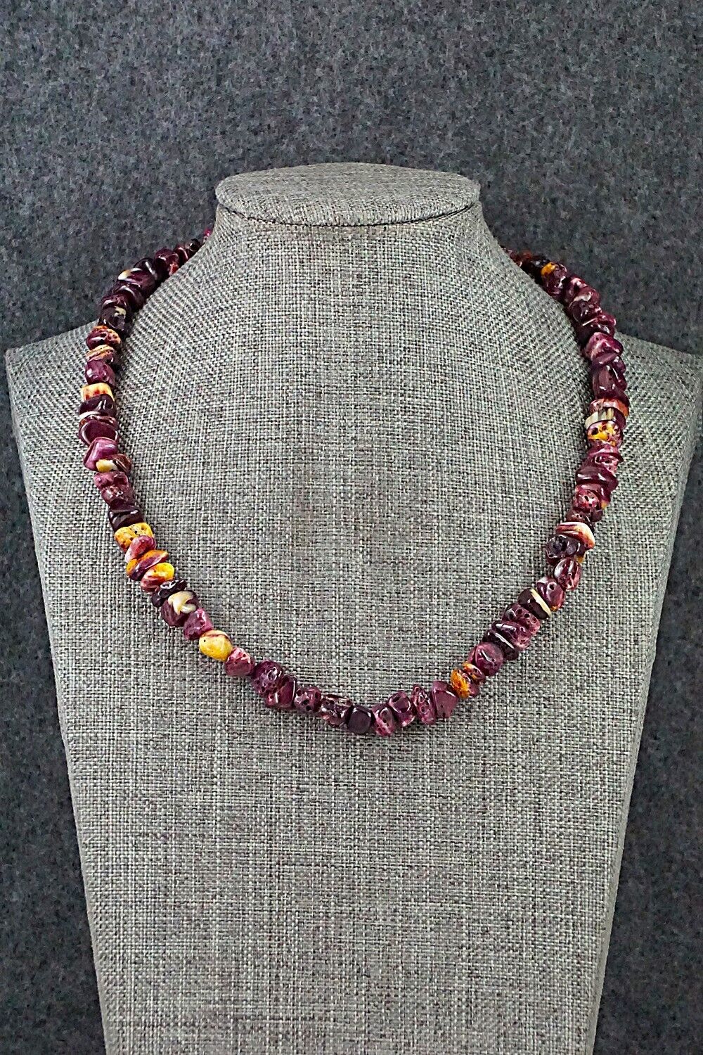 Spiny Oyster & Sterling Silver Necklace 17" - Doreen Jake