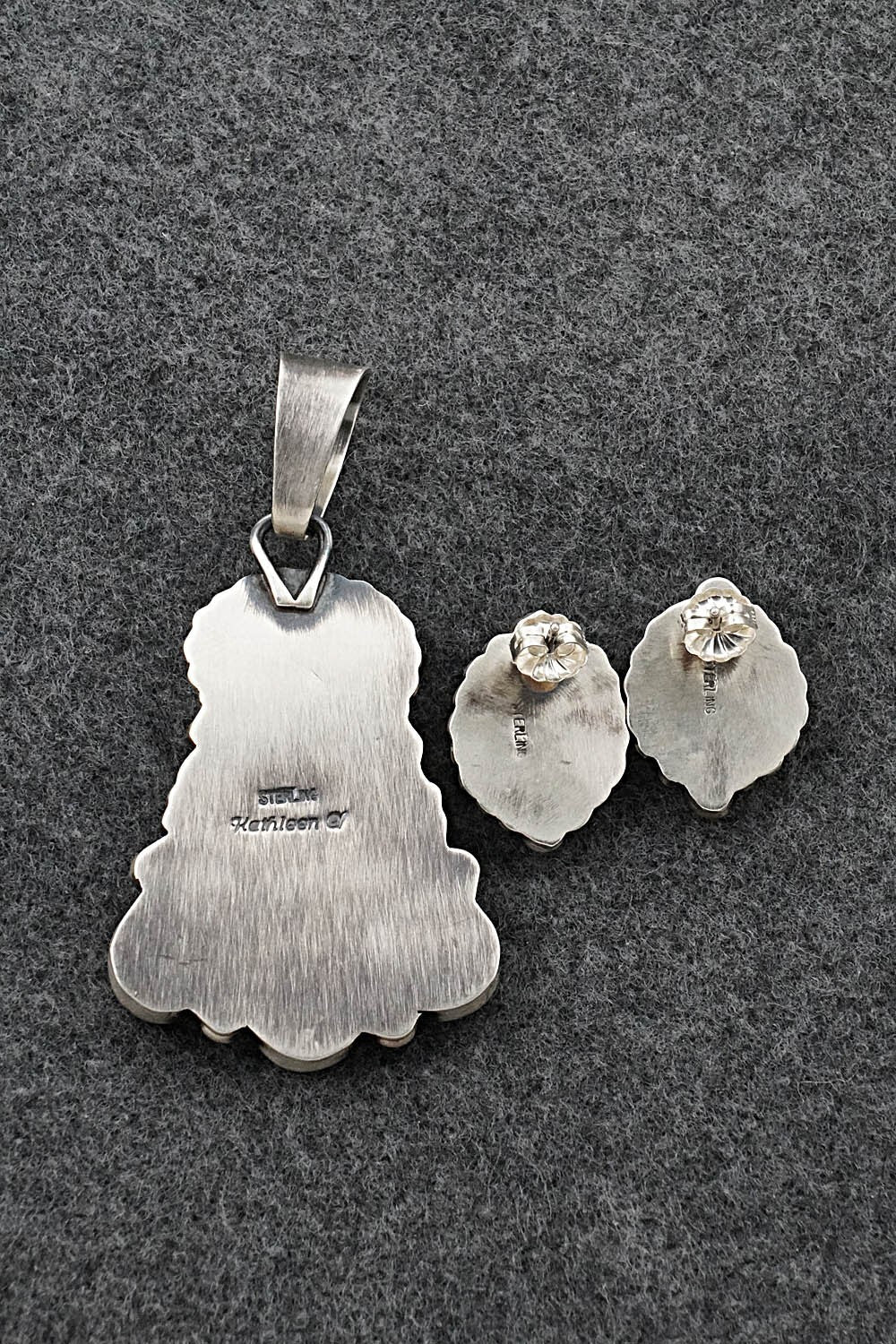 Turquoise & Sterling Silver Pendant and Earrings Set - Kathleen Chavez