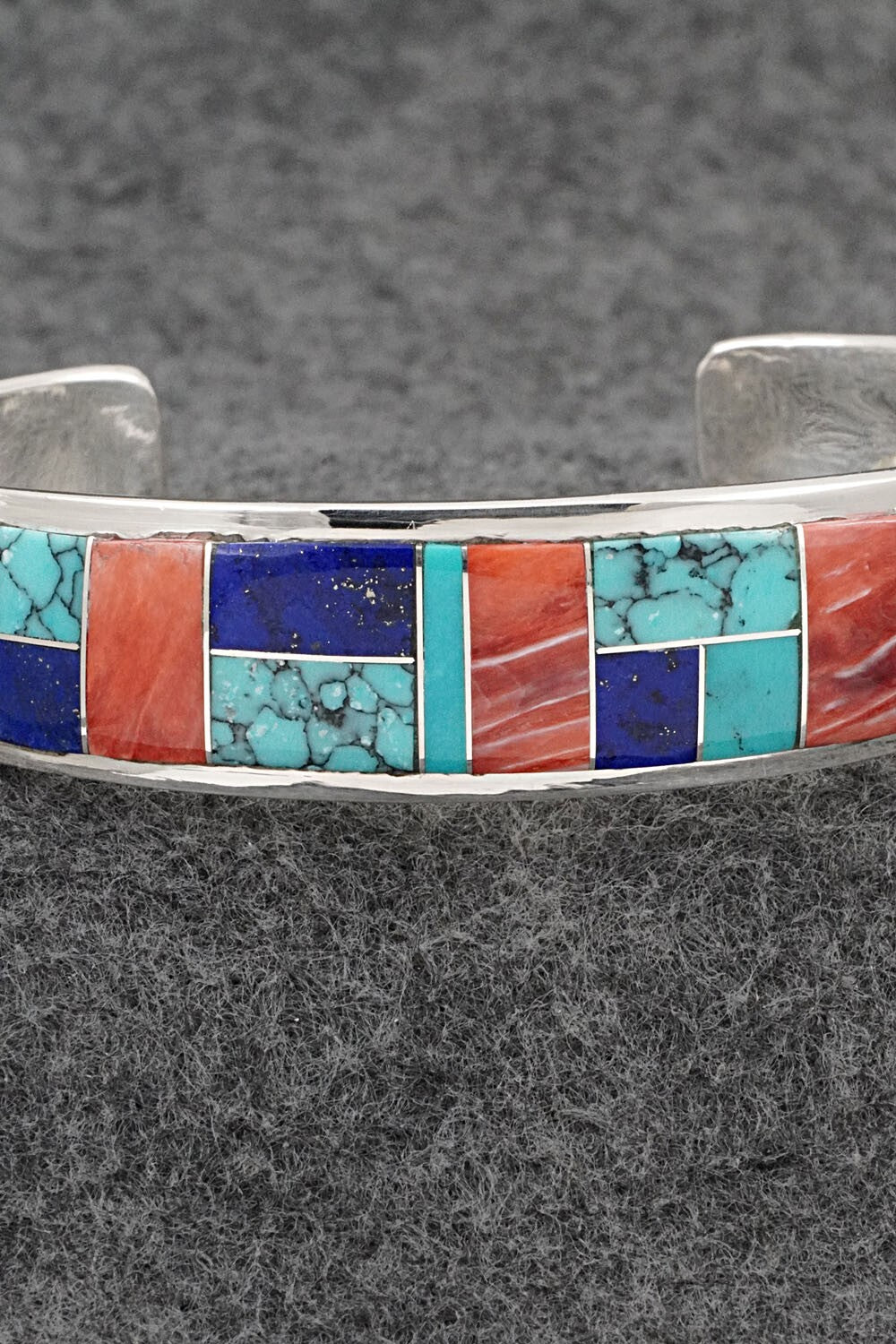 Multi-Stone Inlay & Sterling Silver Bracelet - Edison Yazzie