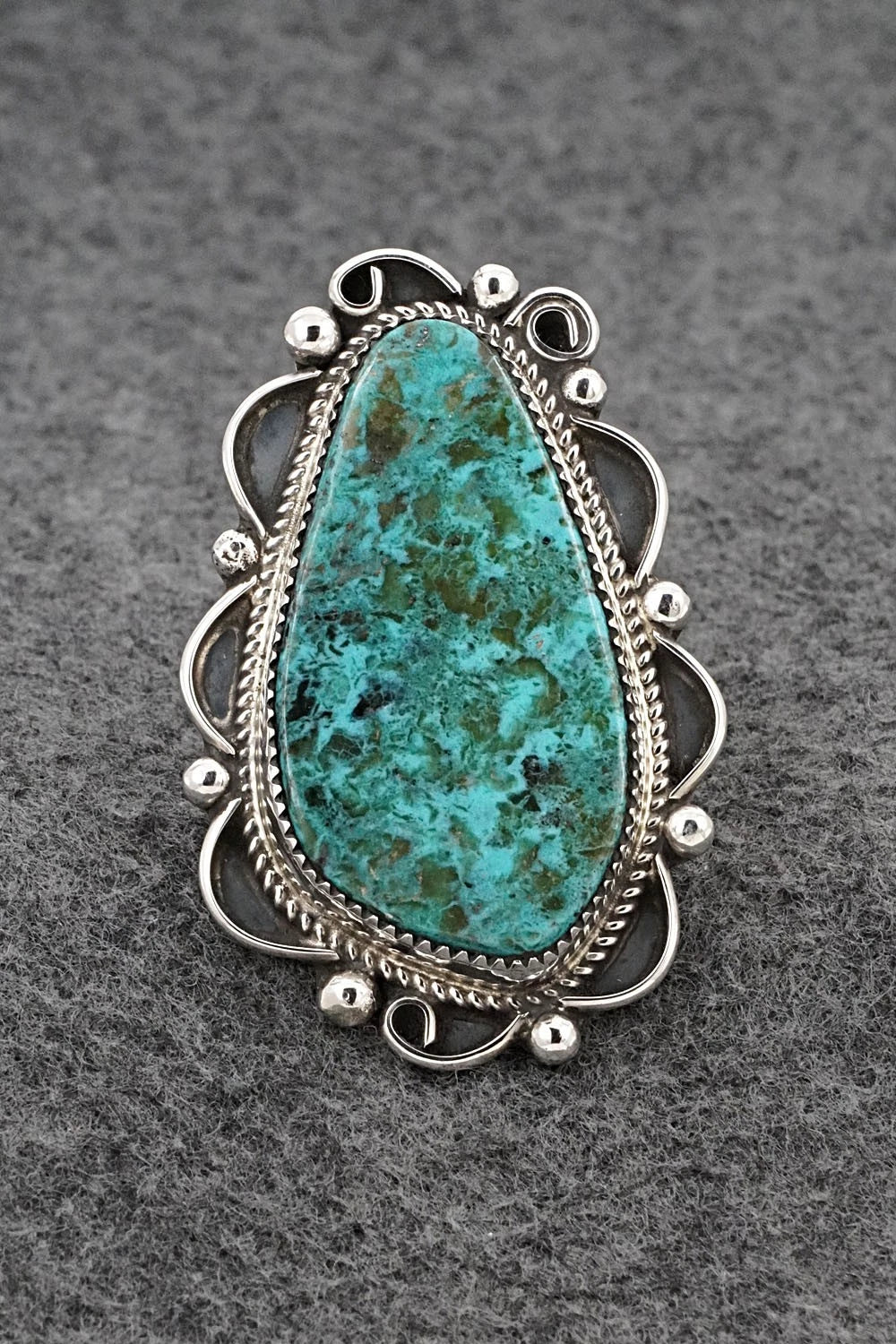 Turquoise & Sterling Silver Ring - Leslie Nez - Size 9