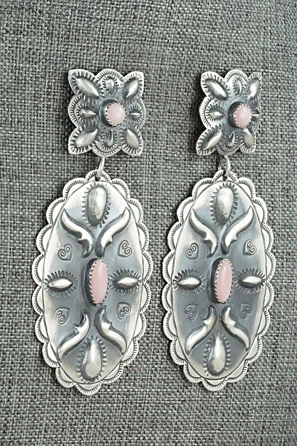 Pink Conch Shell & Sterling Silver Earrings - Glenn Livingston