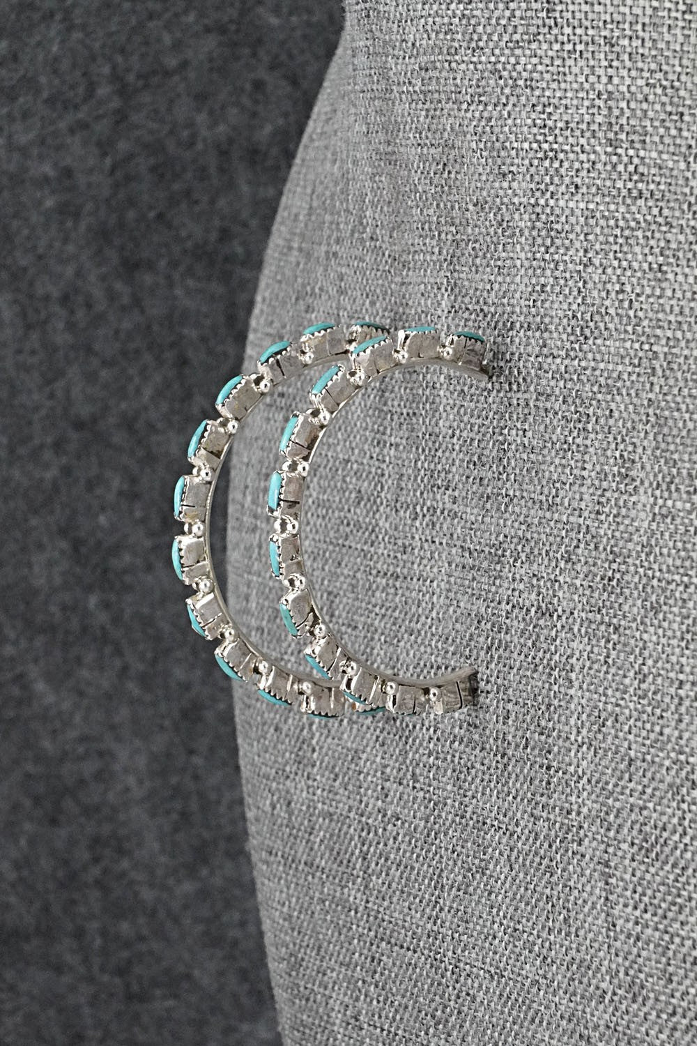 Turquoise & Sterling Silver Hoop Earrings - Aurelia Hughte