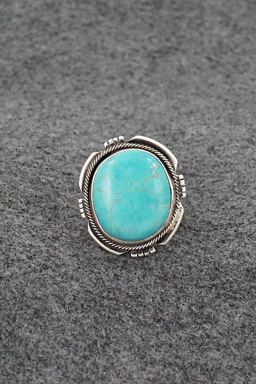 Turquoise & Sterling Silver Ring - Jameson Garcia - Size 8 Adj.