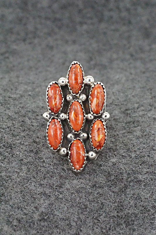 Spiny Oyster & Sterling Silver Ring - Roberta Begay - Size 7