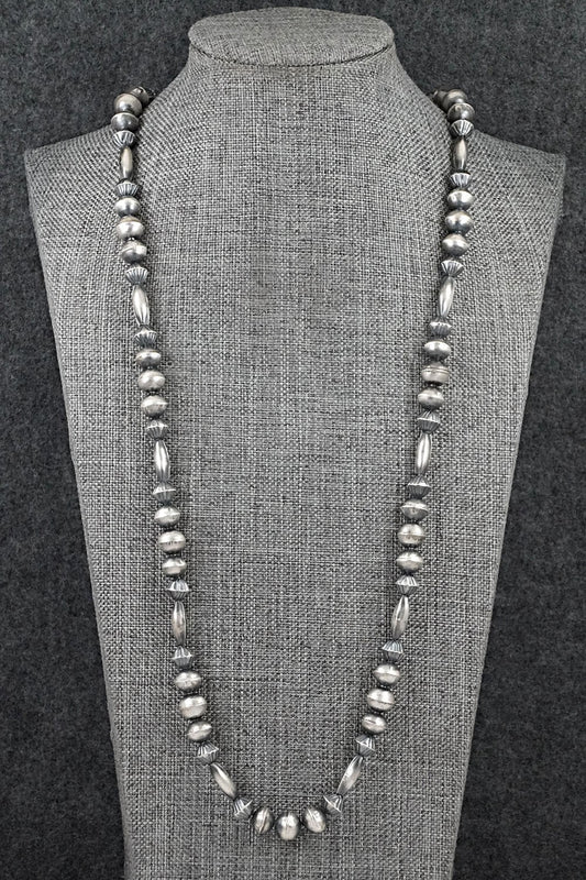 Sterling Silver Navajo Pearl Necklace 26" - Vintage