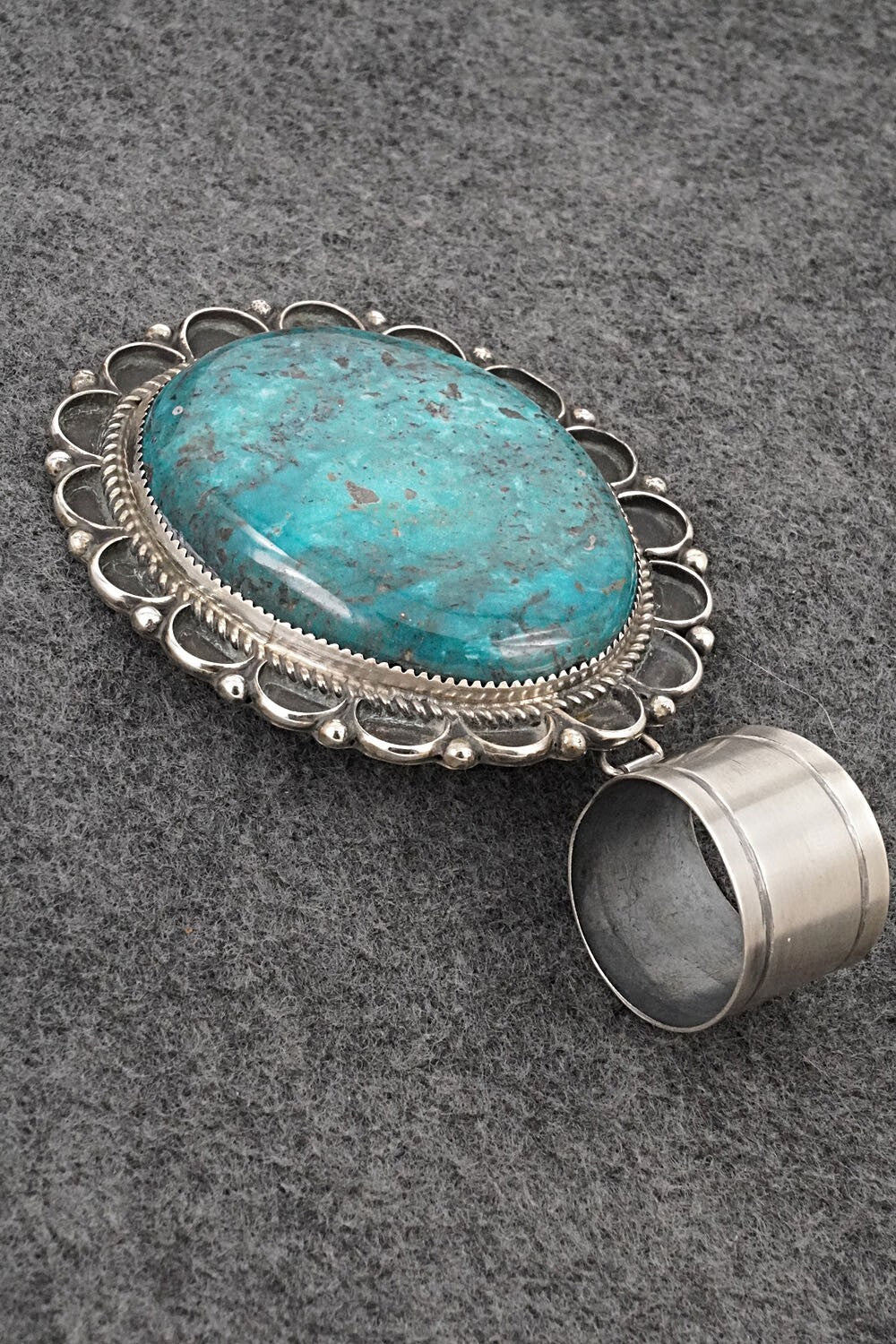 Turquoise & Sterling Silver Pendant - Leslie Nez