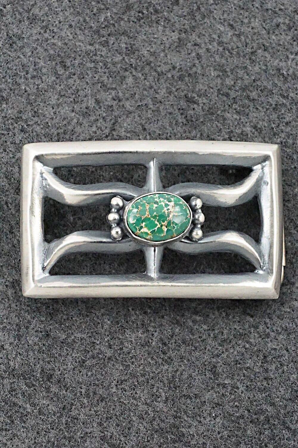 Turquoise & Sterling Silver Belt Buckle - Harrison Bitsue