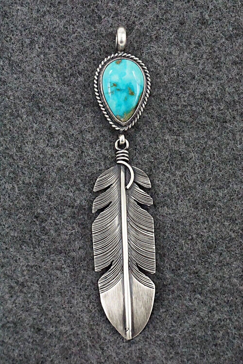 Turquoise & Sterling Silver Pendant - Raymond Coriz
