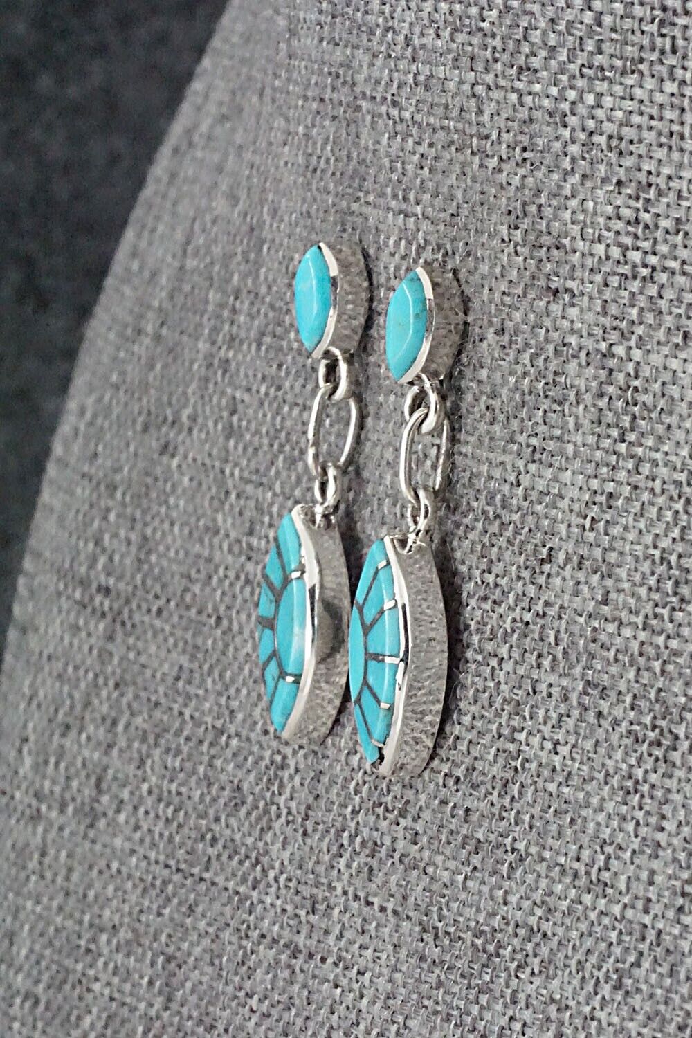 Turquoise & Sterling Silver Earrings - Eldrick Seoatwa