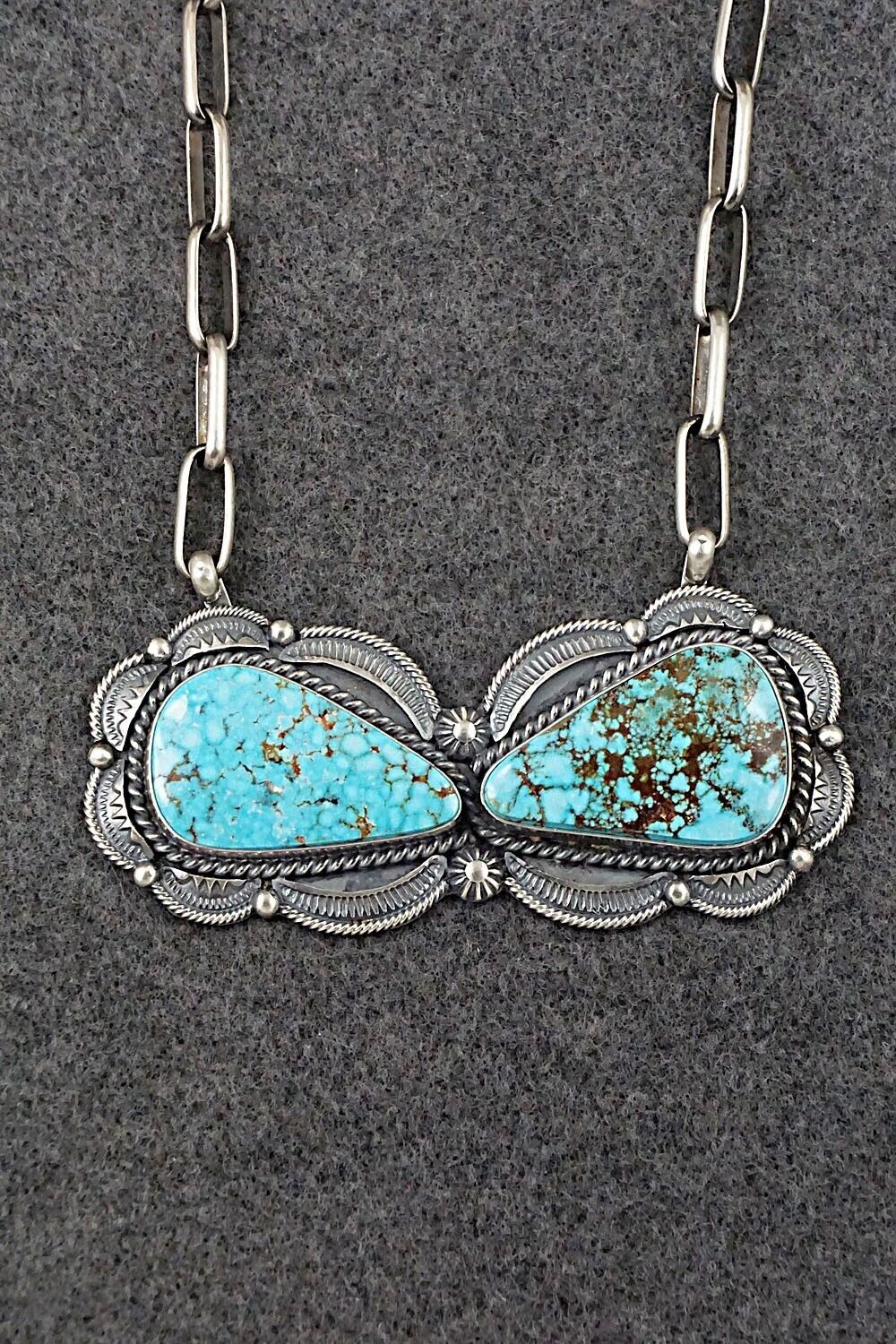 Turquoise & Sterling Silver Necklace - Raymond Delgarito