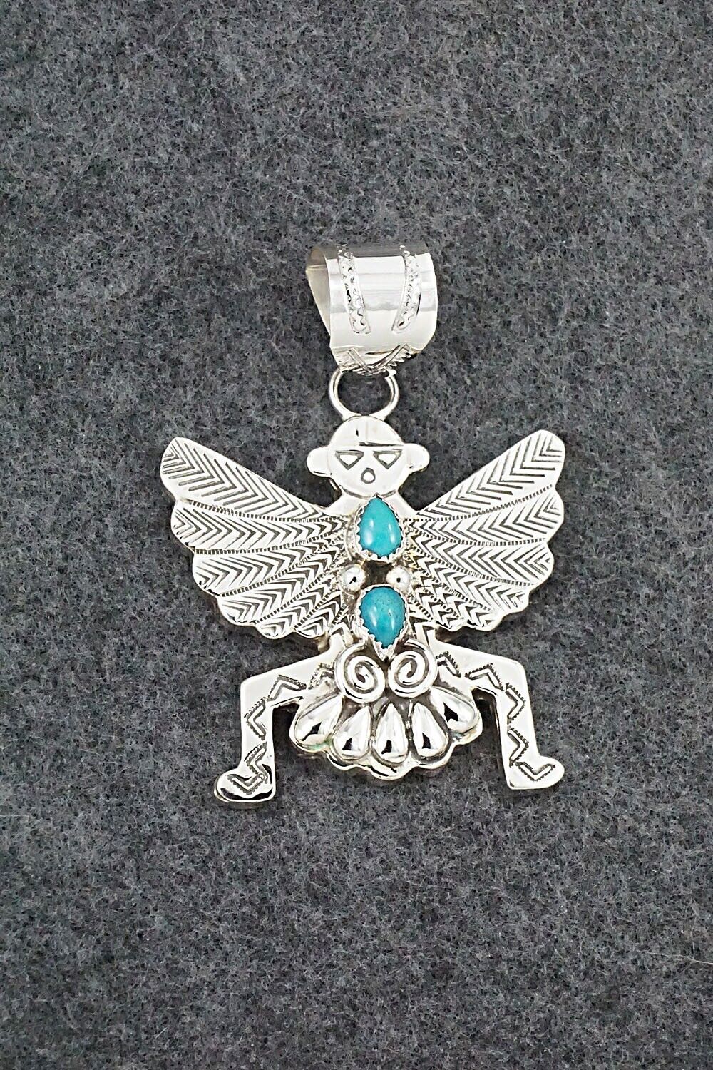 Turquoise & Sterling Silver Pendant - Alanzo Mariano