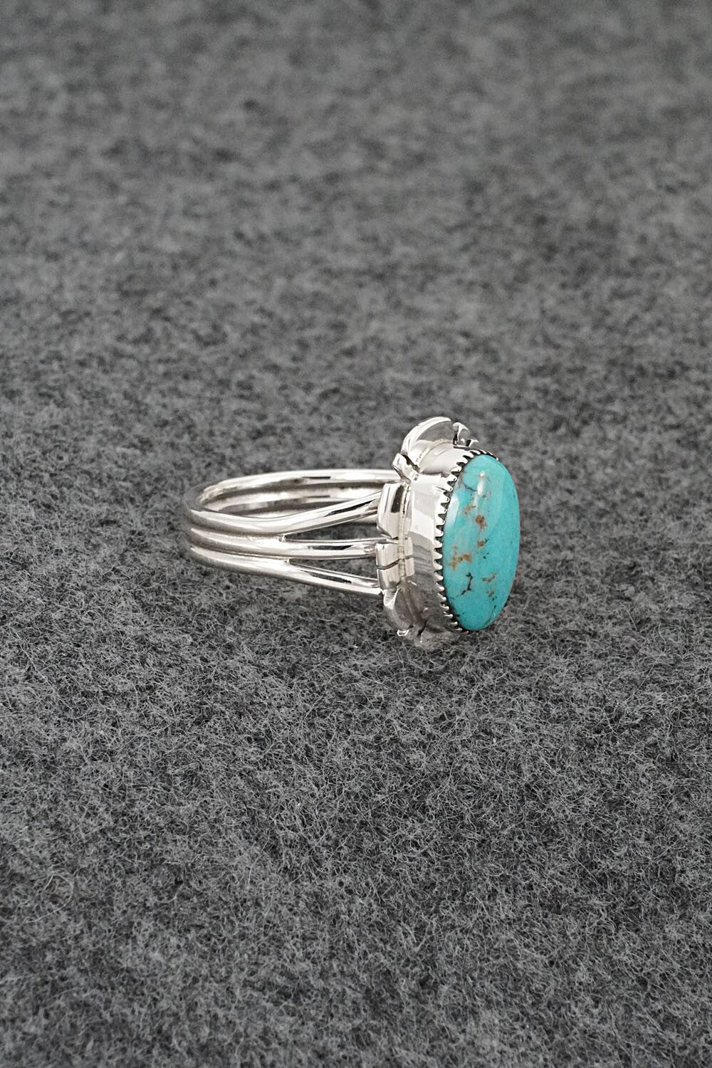 Turquoise & Sterling Silver Ring - Leona Delgarito - Size 6.25