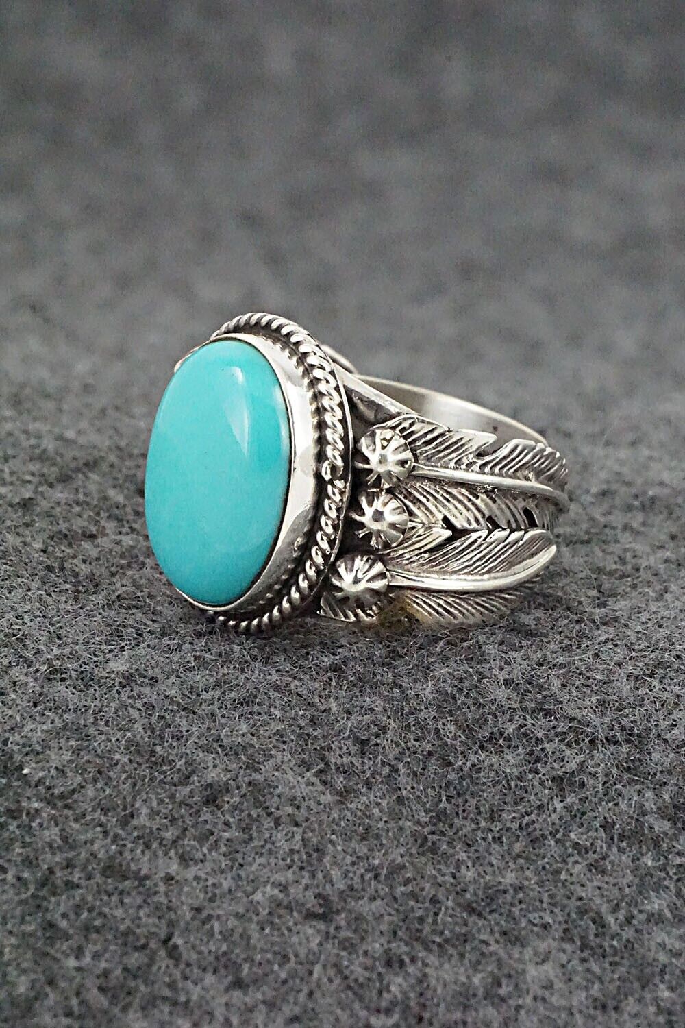 Turquoise & Sterling Silver Ring - Bobby Platero - Size 7.75