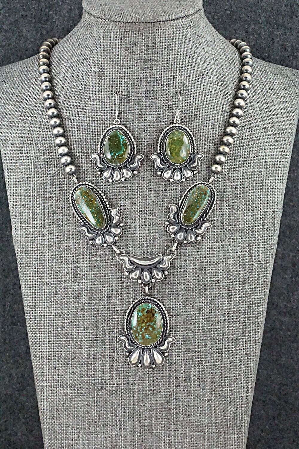 Turquoise & Sterling Silver Necklace and Earrings Set - Derrick Gordon