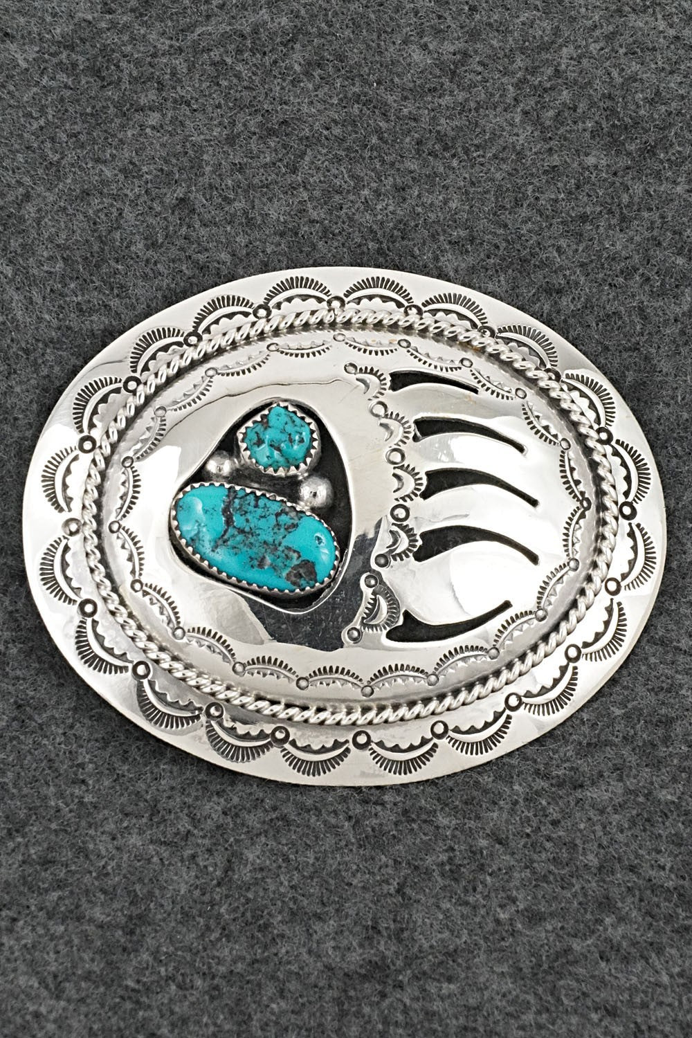 Turquoise & Sterling Silver Belt Buckle - Wilbert Muskett Sr.